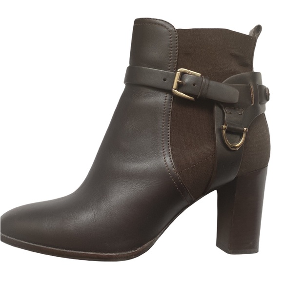 Ralph Lauren Brown Leather Heeled Booties - Picture 3 of 12